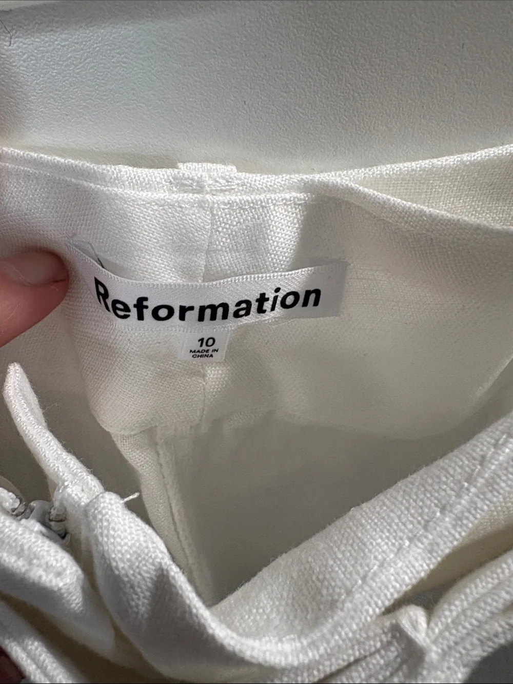 Reformation White Linen Wide Leg Belted Pants 10
